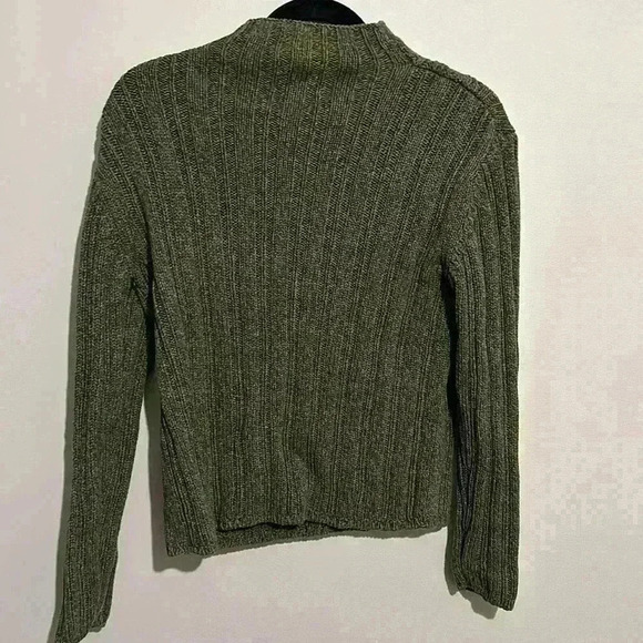 Cabelas Womens Heavy 100% Cotton 1/4 Zip Cable Knit Sweater Green Size Small - Picture 5 of 5